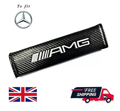 Compatible With Mercedes Car Seat Belt Cover Shoulder Pads Strap Carbon Fibre X2 • £8.99