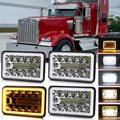 4PCS DOT 4x6'' LED Headlights DRL Hi/Lo Fit Kenworth T800 T400 T600A T600 W900 • $58.99