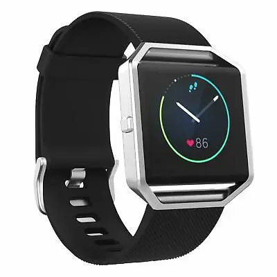 $9.90 • Buy Black Silicone Band Strap For Fitbit BLAZE Replacement Large Size