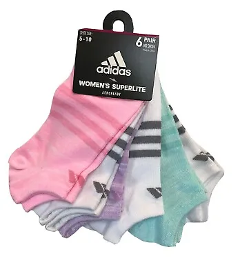 ADIDAS YTH-Womens Superlite NoShow AEROREADY Reg Or Compression 6-Pair 5-10/3Y-9 • $19.99