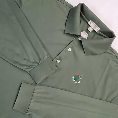 Peter Millar Mens Golf Polo Shirt Sz M Green Long Sleeve Sports NY Purchase Club • $48.75