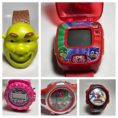 $15 • Buy Kids Digital Watch Lot (5) - Marvel, Power Rangers, PJ Masks, Shrek, - UNTESTED