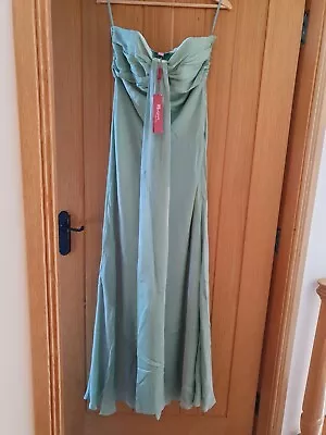 £10 • Buy Monsoon 100% Silk Dress Floor Length Gown Size 12 BNWT Green Two Tone Lined