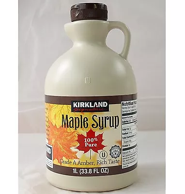 3 X 100% Pure Canadian Maple Syrup 1L - Grade A  Amber Kirkland Signature  • £38.99