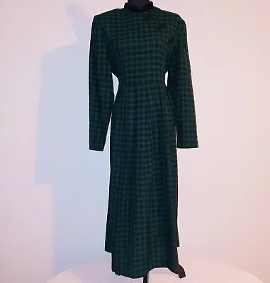 Vintage Black And Green Plaid Midi Dress Size 12 • $32