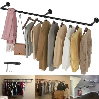 Long Clothes Rack 71 Pipe Wall Mounted Garment Rack Hanging Rod Clothing Storage • $32.95