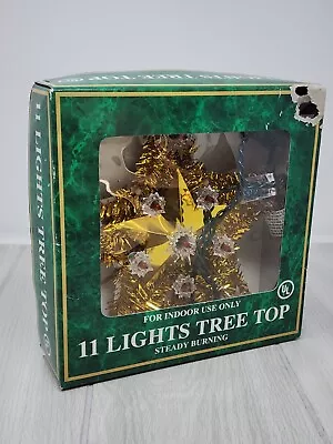 Vintage Style 11 Gold Tinsel Light Christmas Tree Top Topper Star • $15.99