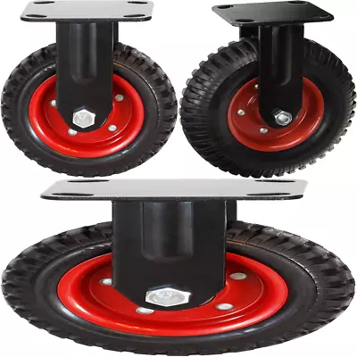 Industrial Caster 8-inch Wheel Rubber Knobby Tread 17053 Fixed Heavy Duty • $25.67