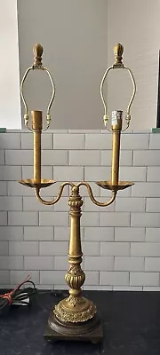 Vintage French Empire 2 Arm Candelabra Lamp Antique Gold • $68