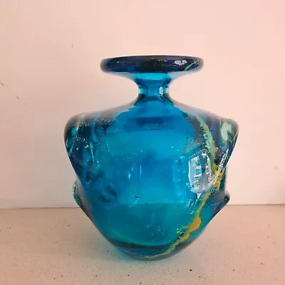 Mdina Sea And Sand  Pulled Ear  Design Glass Vase Michael Harris Circa 1970 • £15