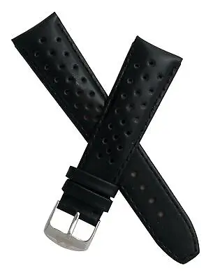 22 Mm BLACK SPORTS STYLE PIN BUCKLE LEATHER WATCH STRAP BAND To Fit TAG Heuer F1 • £39.95