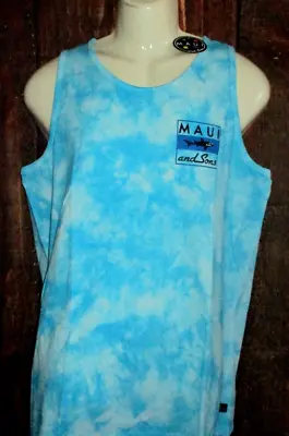Mens Maui And Sons Blue Tie Dye Shark Tank Top T-shirt Size Xl • $19.90
