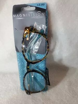 Magnivision By Foster Grant +2.00 Reading Glasses With Case Tortoise • $15