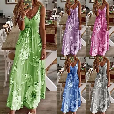 Plus Size Ladies Long Holiday Womens Maxi Dress Party Boho Sundress Summer Beach • $21.77