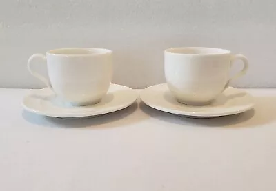 Villeroy Boch LOOK Demitasse Cup And Saucer White On White Herringbone Set Of 2 • $29.99