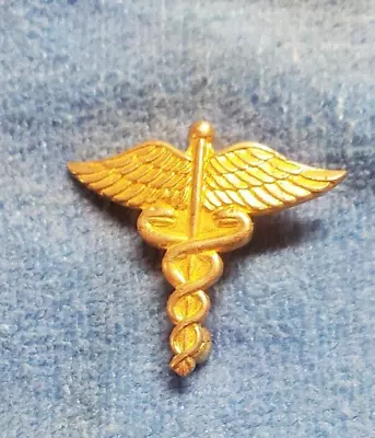 Vintage Gold Tone Medical Caduceus Pin Brooch 1974 Uniform Accessories • $13