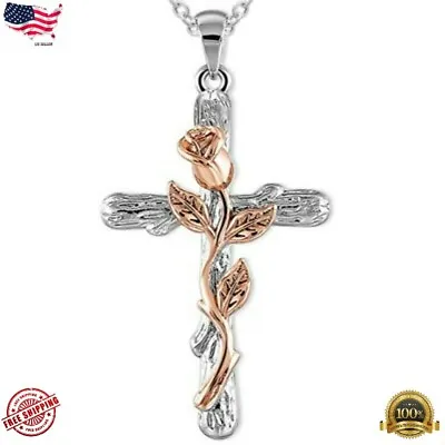 $3.99 • Buy Fashion Cross Silver Plated Necklaces Pendant Zircon Women Wedding Jewelry Gift