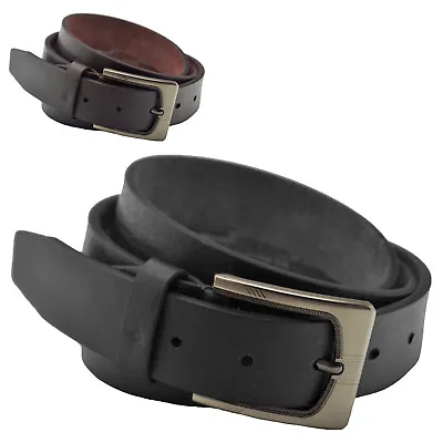 Men's Milano Belt Leather Backed 25mm 1  Grain Effect Slim Trouser Belts • £9.99