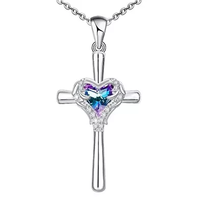 Rainbow Mystical Fire Topaz 925 Sterling Silver Charms Cross Pendant Necklace • $19.74