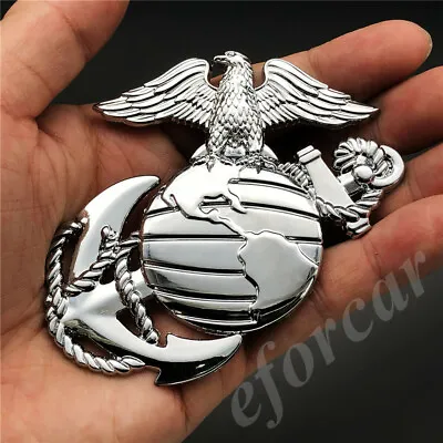 Chrome Metal US Marine Corps USMC Eagle Globe Anchor Car Emblem Badge Sticker • $9.90