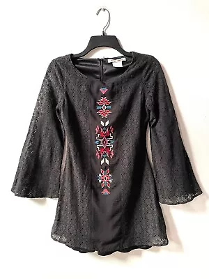 Flying Tomato Vintage Black Boho Lace Mini Dress Size S • $18