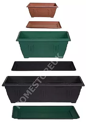 £4.95 • Buy Plastic Rectangular Window Box Planter Pot Or Water Base Drip Tray Garden Plant