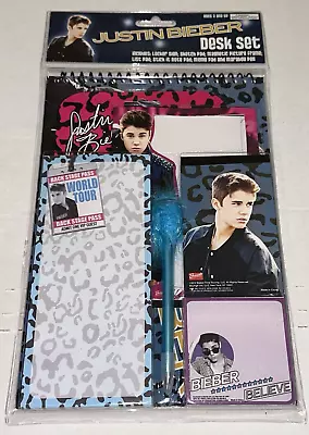 2012 Bieber Time Touring Young Justin Bieber Desk Set Note Memo Pad Pen Frame • $13.99