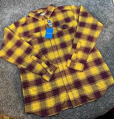 Size XL- New Columbia X Minnesota Golden Gophers Flannel Long Sleeve Shirt Plaid • $60.77