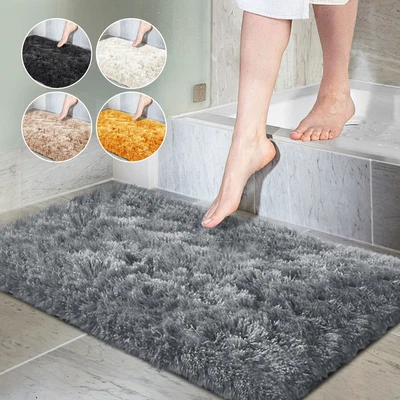 £7.99 • Buy Non Slip Bath Mat Extra Large Shaggy Bathroom Rug Water Absorbent Toilet Mats