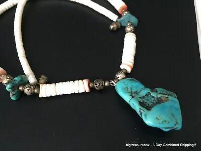 Vintage Necklace Turquoise Shell Heishi Bead Jewelry Lot V • $6.50