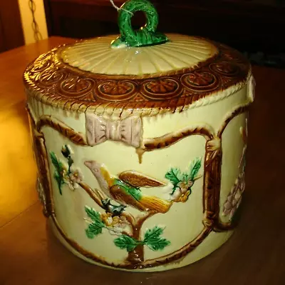 Antique Thomas Forester English Majolica Cheese Bell Dome Only Birds Water Lily • $499