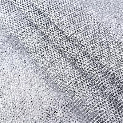 Silver Wire Fabric Dacron Silver Thread Transparent Plaid Design Durable New • $17.42