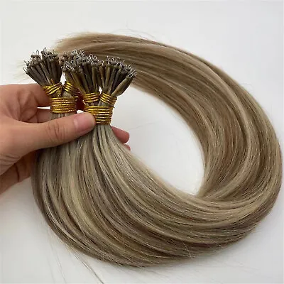 £22 • Buy Nano Ring Tip Remy Human Hair Extensions Halo Hair Extensions Double Drawn 1G