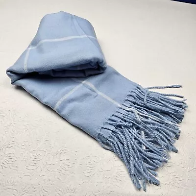 Celtic Ore Irish Knitwear Blue White Wool Blend Scarf 76 X 27 Without Fringe  • $24.36