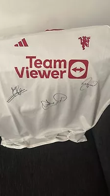 Signed Manchester United Shirt 2023/24 Jaap Stam Andy Cole David May • £80