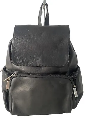 Vintage Royce Leather Backpack Purse Black Soft Medium 12x12 Travel Columbia 90s • $39.99