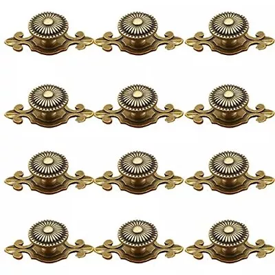 Golden Brass Antique Vintage Retro Drawer Cabinet Metal Knobs With Backplates... • $42.09