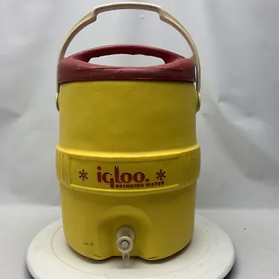 Vintage Igloo 2 Gallon Yellow With Red Lid Beverage Water Cooler • $17.59