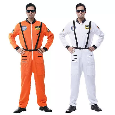 Adult Mens Astronaut Costume Jumpsuit Bodysuit Space Camp Suit Book Week Cosplay • $28.27