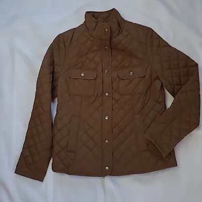 Medium - MERONA - Brown Quilted Jacket Snap Closure Pockets • $14.99