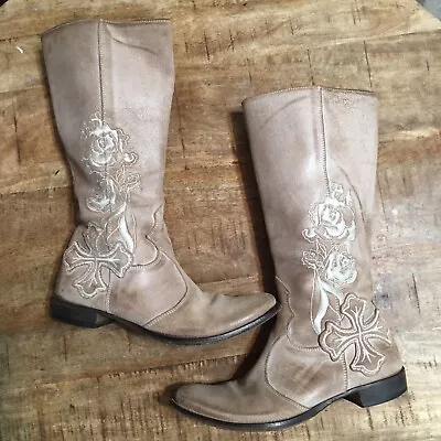 Mark Nason Rock Lives Women's Embroidery Roses Distressed Leather Boots Women 7 • $77