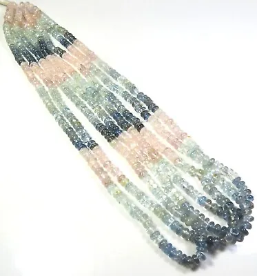 Natural Aquamarine & Morganite Beads Smooth Rondelle Gemstone Beads DIY GV-3025 • $15.39