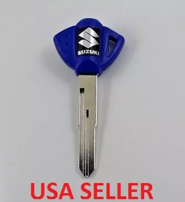 SUZUKI Motorcycle Key Blank - Blue Silver  2001-2009 Hayabusa GSXR 600 750 1000 • $7.49