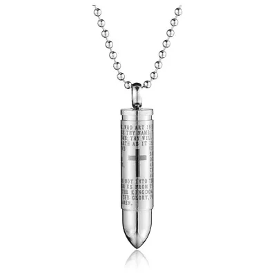 £8.22 • Buy Stainless Steel Urn Necklace For Ashes Bullet Cross Pendant Cremation Keepsakes