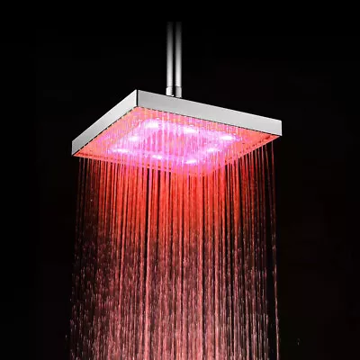 8 Inch 7 Colors LED Shower Head Rainfall Square Bathroom Overheld Shower Heads • $21.99