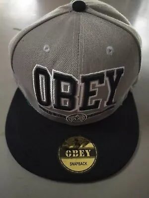 OBEY - Grey & Black Hat/Cap - Snapback - Worldwide Propaganda In VGC • $14