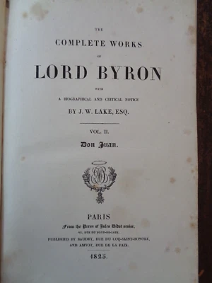 £19.99 • Buy 1825 DON JUAN In EIGHT CANTOS By LORD BYRON VOL II Of COMPLETE WORKS By LAKE
