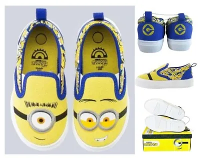 Kids Minions Sneaker Tennis Shoe Slip On Loafer Boys 12 Dual Gore Yellow Box** • $18.99
