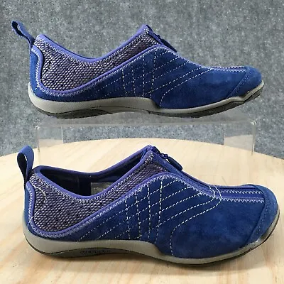 Merrell Shoes Womens 5.5 Lorelei Athena Sneakers Blue Leather Slip On Zip J68752 • $32.79