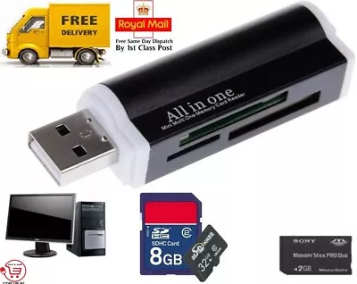 USB Memory Card Reader Adapter All In One For Micro SD MMC SDHC TF M2 MS Duo • £2.20